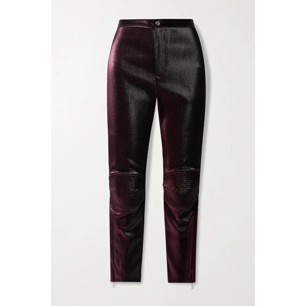 AREA Lurex Skinny Pants in Burgandy - Picture 4 of 12